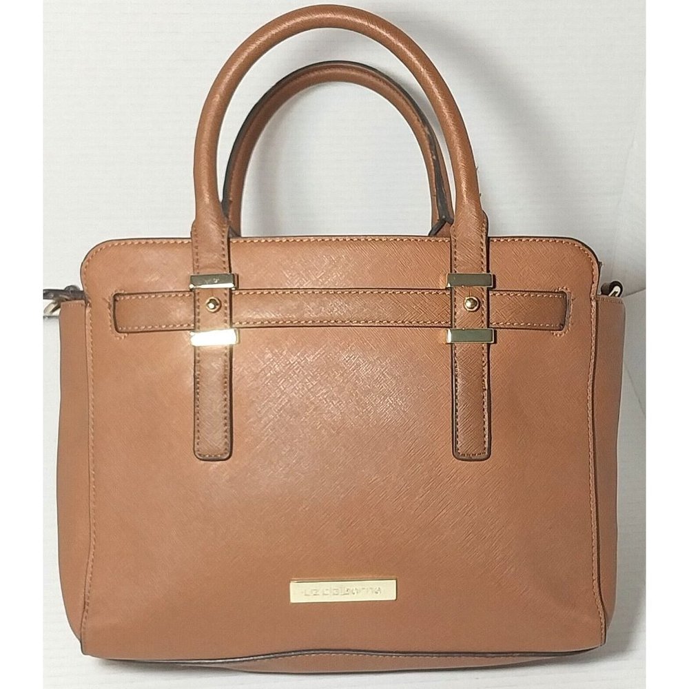 Liz Claiborne Purse Tan Faux Leather Handbag Shoulder Tote Bag w/ Dividers